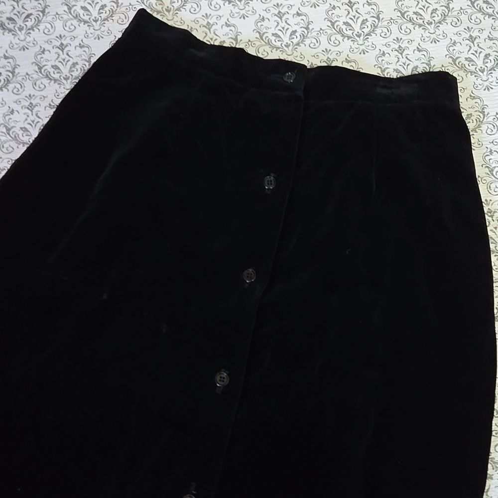 Vintage 70's Anne Taylor Black Velvet High Waist Pencil Skirt Size 8